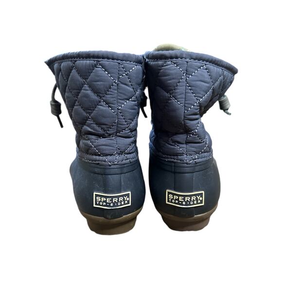 Women’s Sperry Top Sider Black/Grey Lace Up Duck Waterproof Rubber Boots Size 8 - Picture 5 of 7